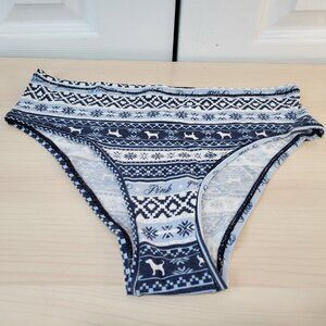 PINK VICTORIA'S SECRET Stretch Cotton Cheeky Fair Isle Winter Panty sz XL NWOT